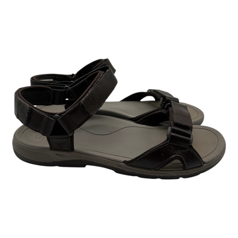 Vionic Canoe Leo Sandals Mens Size 13‎ Brown Leather Adjustable Backstrap